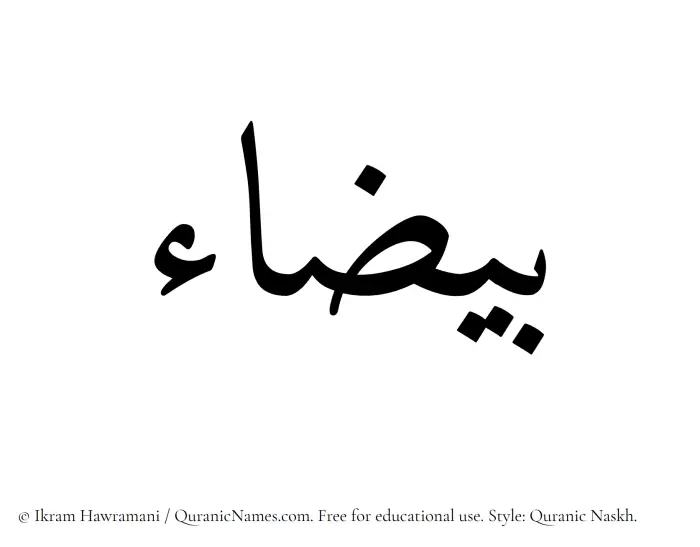 The Muslim name Bayzaa written in Quranic naskh script
