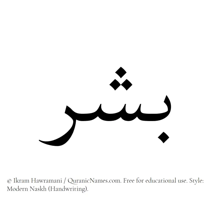 The Muslim name Bishr written in naskh script