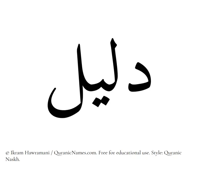 The Muslim name Daleel written in Quranic naskh script