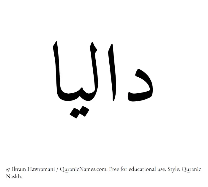 The Muslim name Dalia written in Quranic naskh script