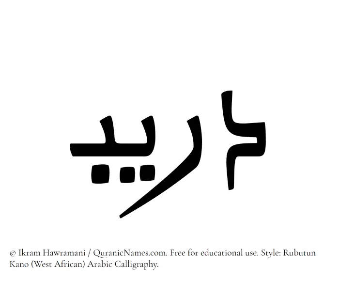 The Muslim name Dareeb written in Rubutun Kano calligraphic script
