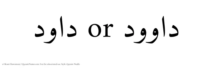 The Muslim name Dawood written in Quranic naskh script