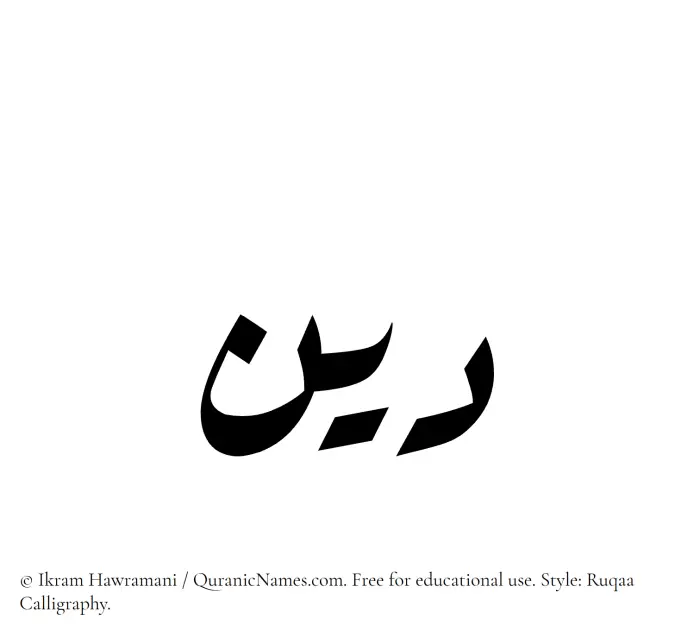 The Muslim name Dayyin written in Ruqaa calligraphic script