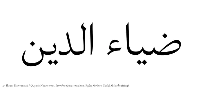 The Muslim name Diaudin written in naskh script