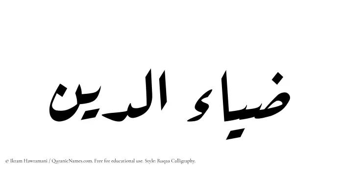 The Muslim name Diaudin written in Ruqaa calligraphic script