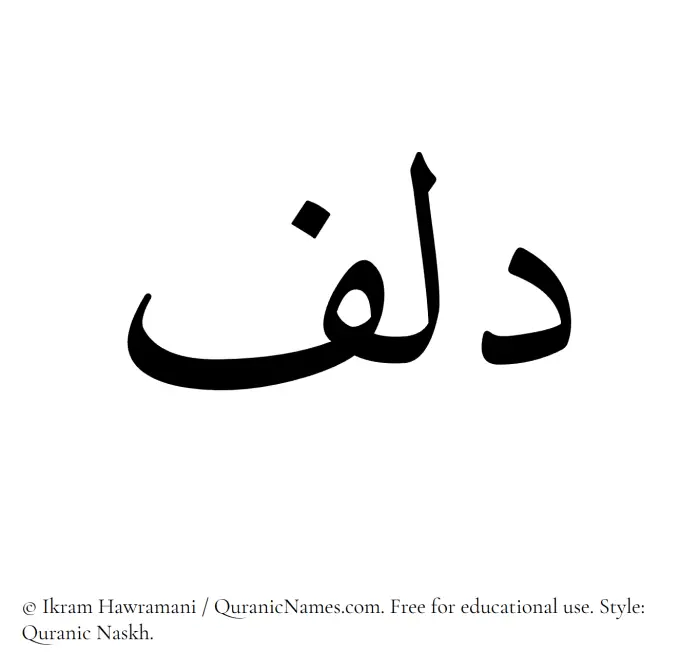 The Muslim name Dilf written in Quranic naskh script