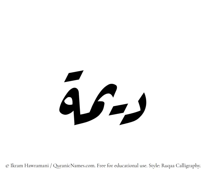The Muslim name Dimah written in Ruqaa calligraphic script