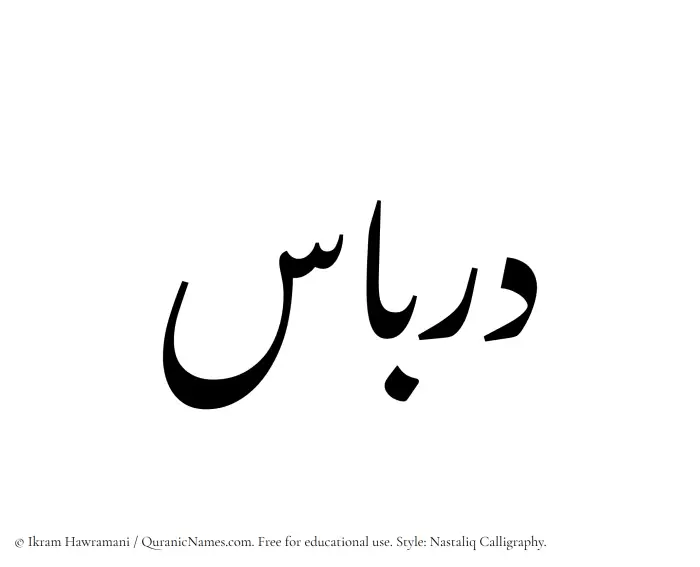 The Muslim name word Dirbas written in Nastaliq calligraphic script