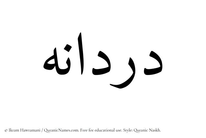 The Muslim name Dordaneh written in Quranic naskh script