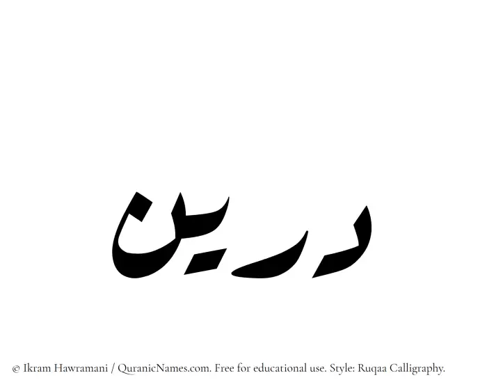 The Muslim name Doreen written in Ruqaa calligraphic script
