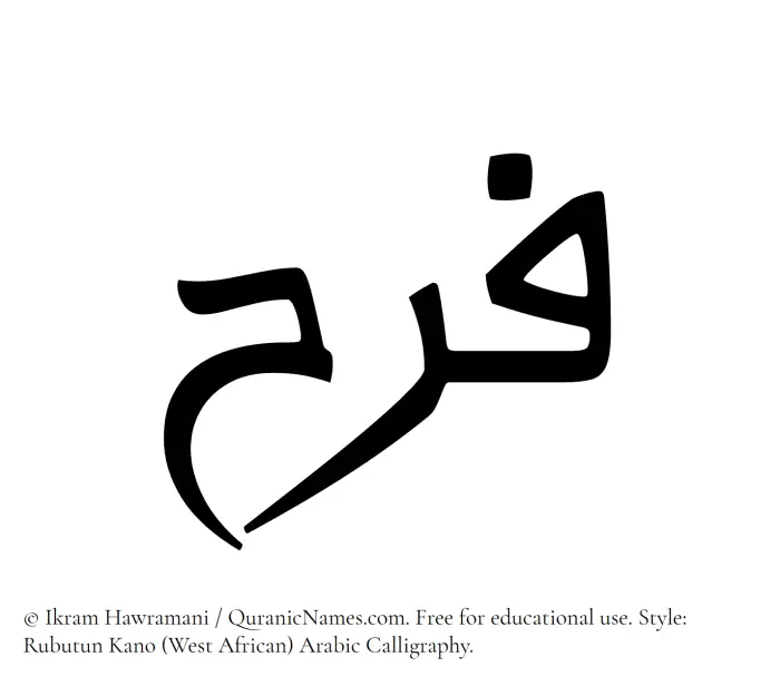 The Muslim name Farah written in Rubutun Kano calligraphic script