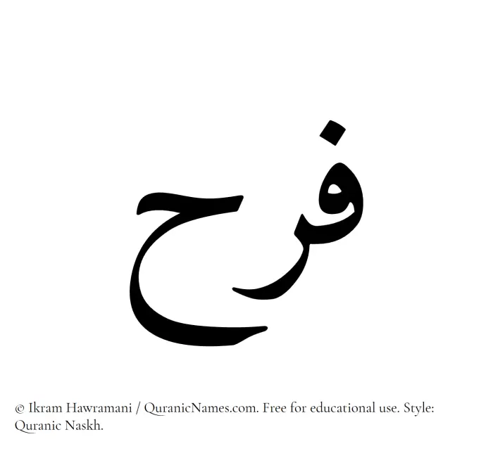 The Muslim name Farah written in Quranic naskh script