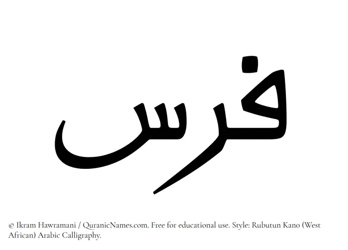 The Muslim name Faras written in Rubutun Kano calligraphic script