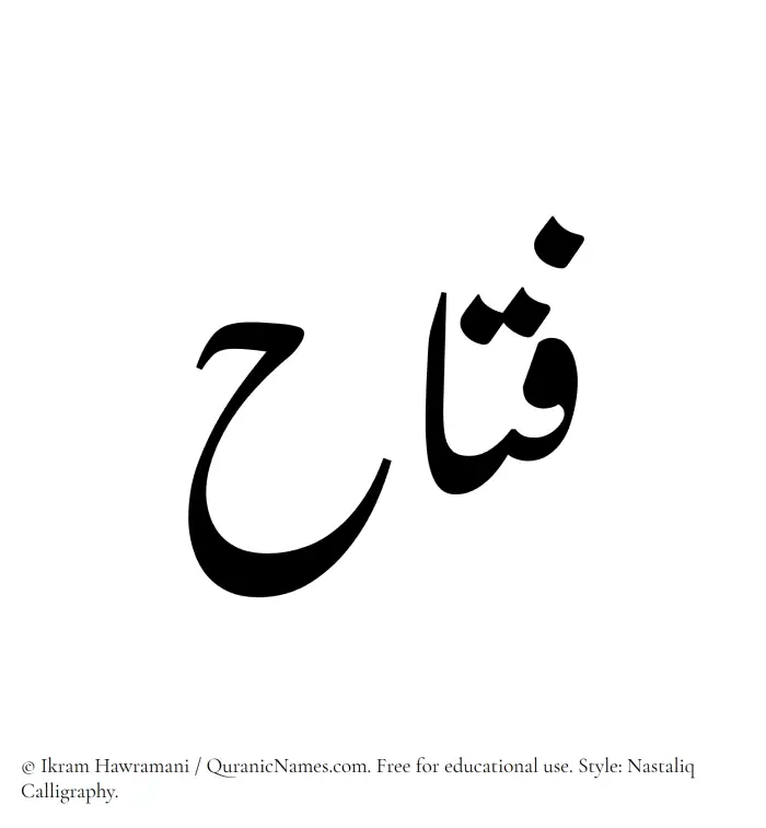 The Muslim name word Fattah written in Nastaliq calligraphic script