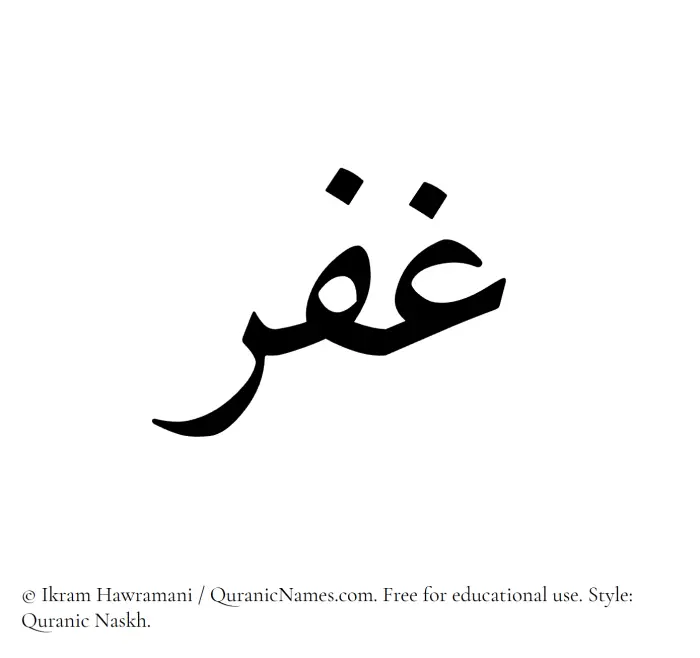 The Muslim name Ghafr written in Quranic naskh script