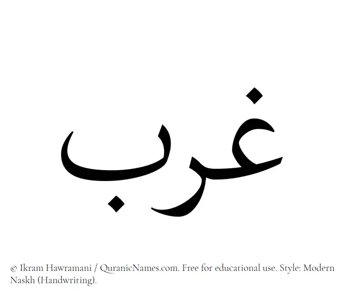 The Muslim name Gharab written in naskh script