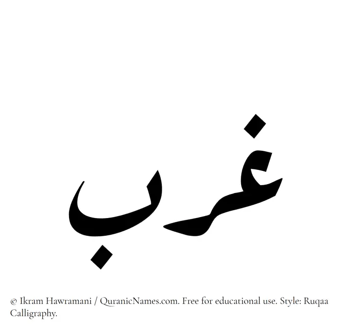 The Muslim name Gharab written in Ruqaa calligraphic script