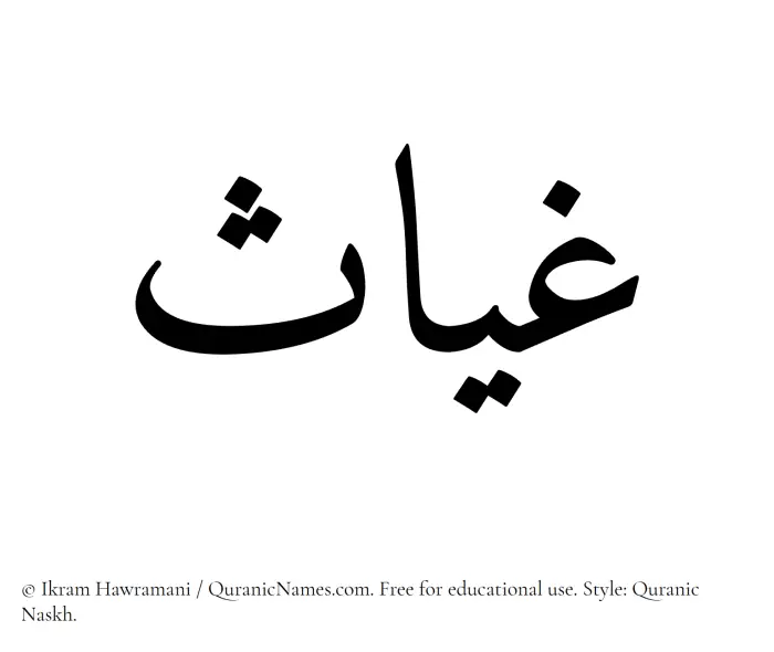 The Muslim name Ghayyas written in Quranic naskh script