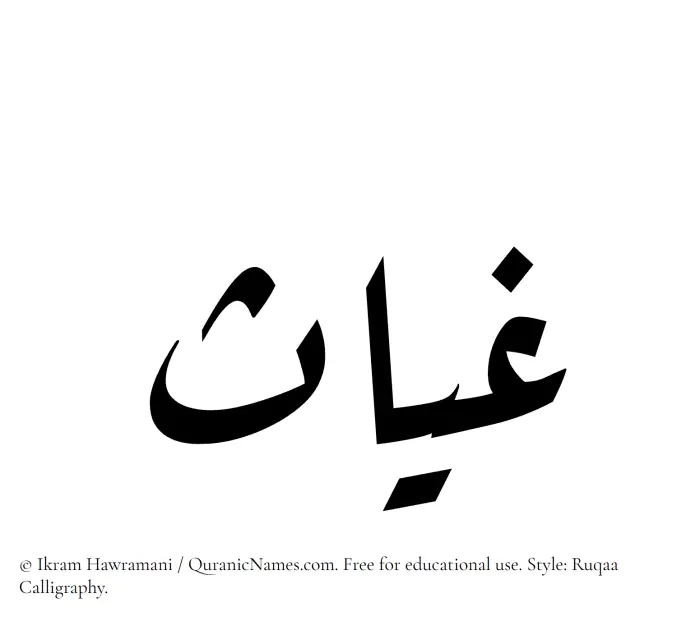 The Muslim name Ghayyas written in Ruqaa calligraphic script