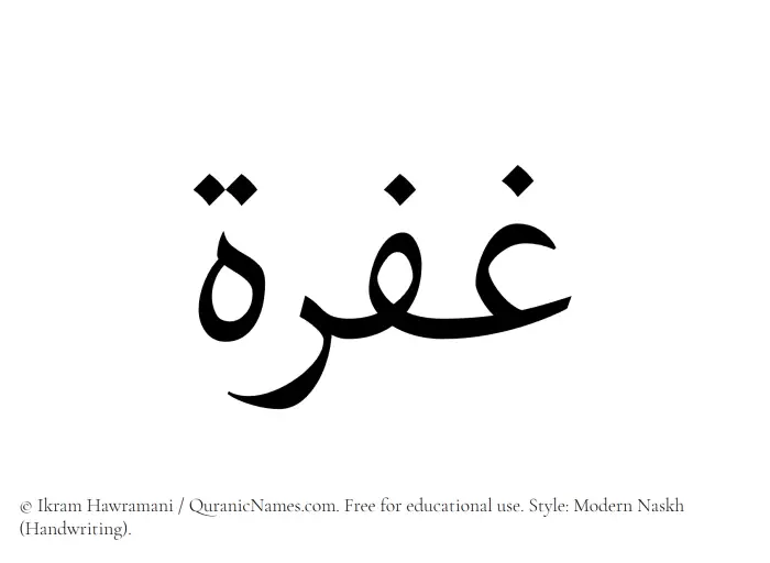 The Muslim name Ghufrah written in naskh script