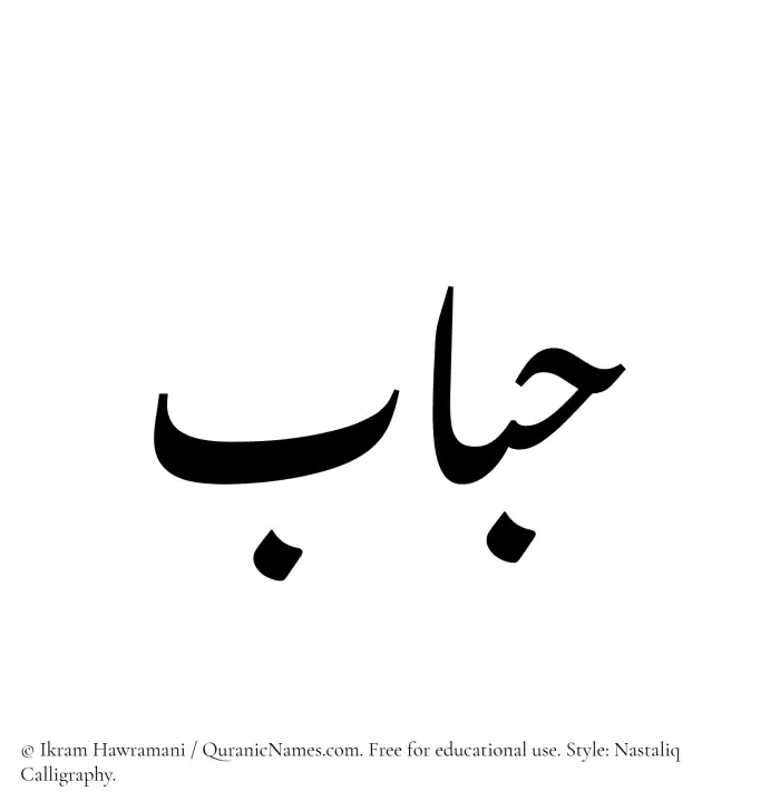 The Muslim name word Habbab written in Nastaliq calligraphic script