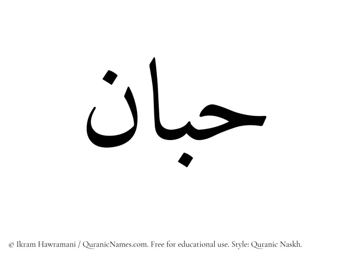 The Muslim name Habban written in Quranic naskh script