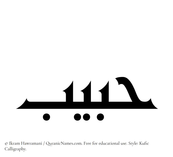 The Muslim name Habib written in Kufi/Kufic calligraphic script