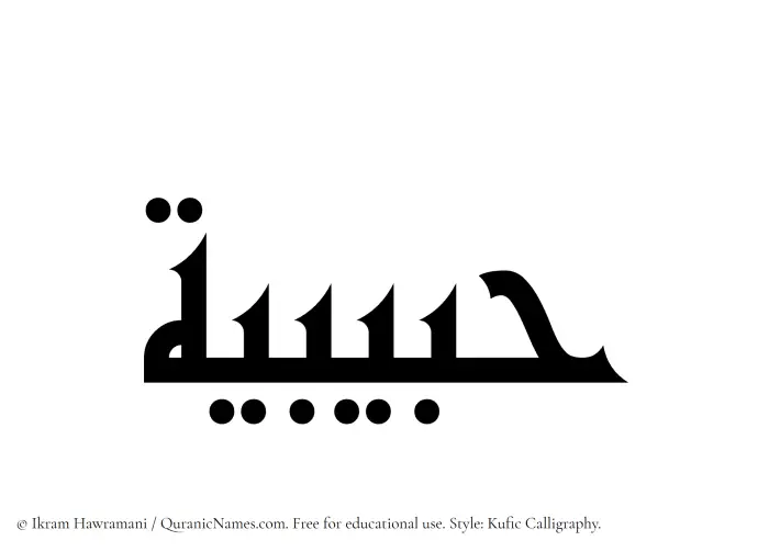 The Muslim name Habibiyyah written in Kufi/Kufic calligraphic script
