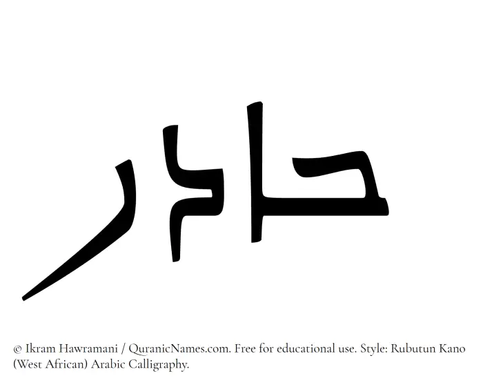 The Muslim name Hadir written in Rubutun Kano calligraphic script
