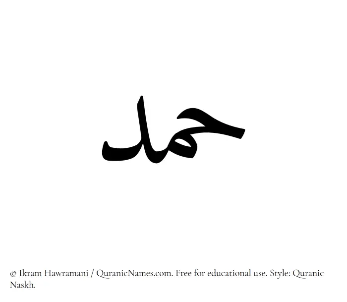 The Muslim name Hamd written in Quranic naskh script