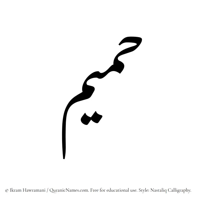 The Muslim name word Hamim written in Nastaliq calligraphic script