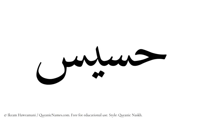 The Muslim name Hasees written in Quranic naskh script