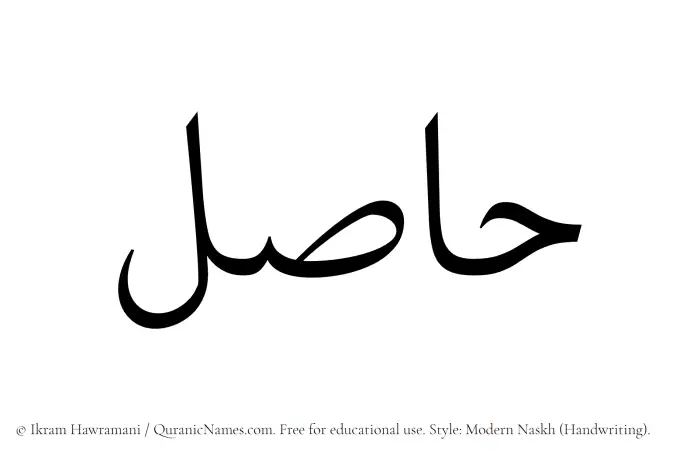The Muslim name Hasil written in naskh script