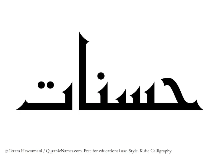 The Muslim name Hasnaat written in Kufi/Kufic calligraphic script