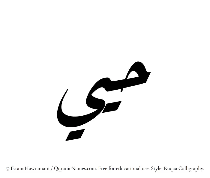 The Muslim name Hayyee written in Ruqaa calligraphic script