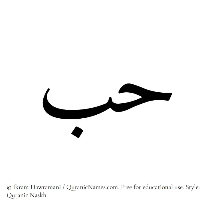 The Muslim name Hobb written in Quranic naskh script