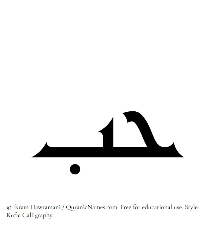 The Muslim name Hobb written in Kufi/Kufic calligraphic script