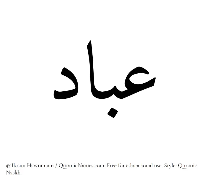 The Muslim name Ibad written in Quranic naskh script