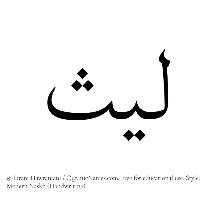 The Muslim name Laith written in naskh script