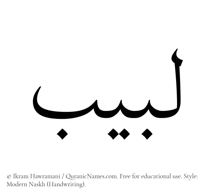 The Muslim name Lubaib written in naskh script