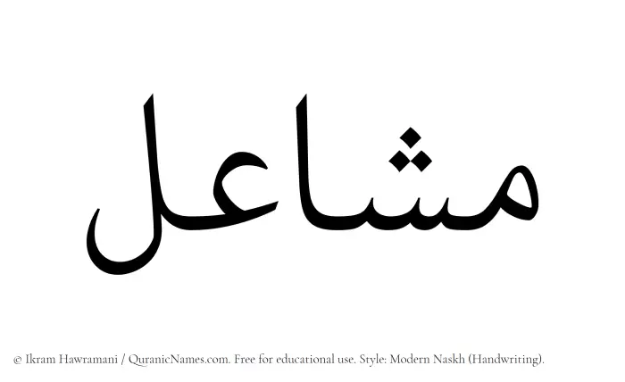 The Muslim name Mashael written in naskh script
