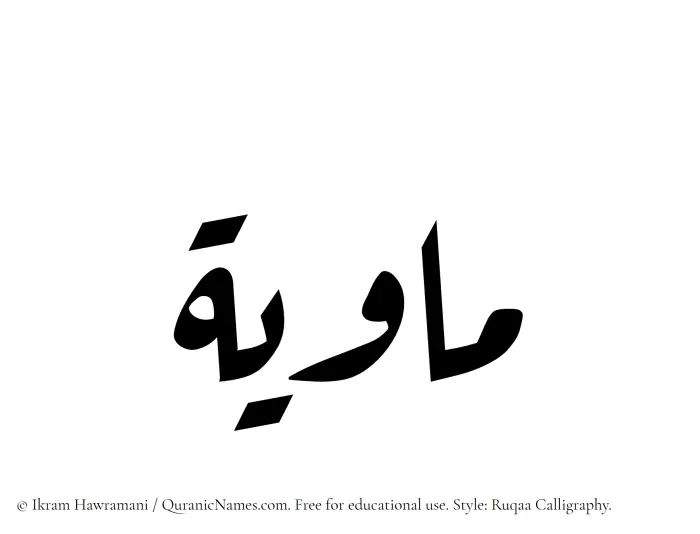 The Muslim name Mawiyyah written in Ruqaa calligraphic script