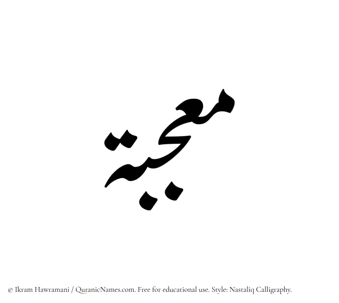 The Muslim name word Moujabah written in Nastaliq calligraphic script