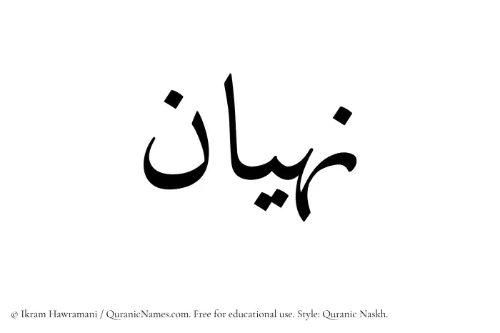 The Muslim name Nahyan written in Quranic naskh script