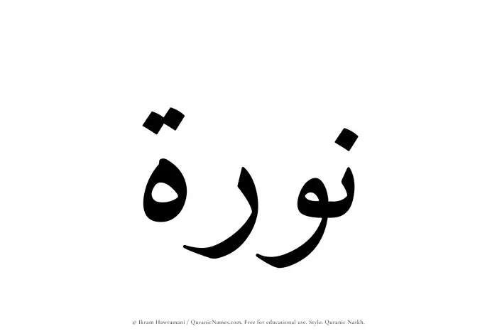 The Muslim name Nawrah written in Quranic naskh script