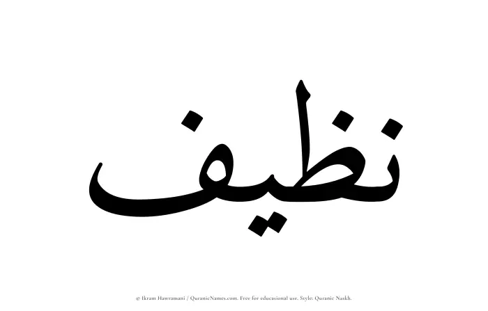 The Muslim name Nazeef written in Quranic naskh script