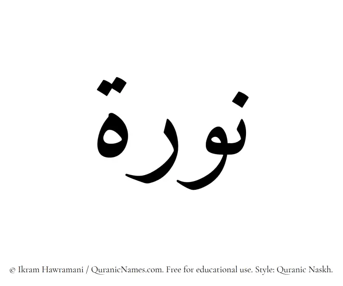 The Muslim name Nura written in Quranic naskh script