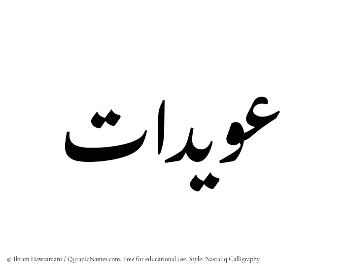The Muslim name word Owaidat written in Nastaliq calligraphic script