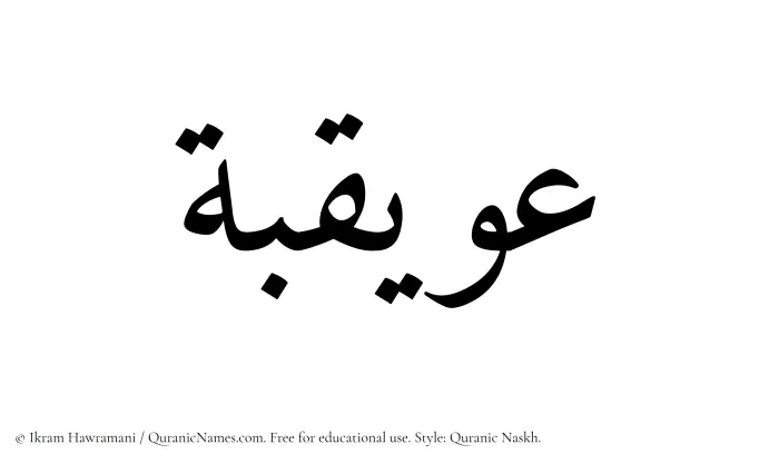 The Muslim name Owaiqiba written in Quranic naskh script