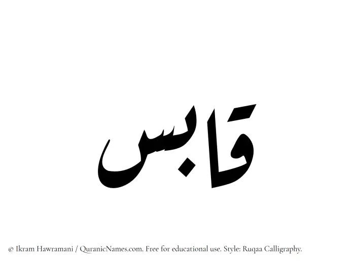 The Muslim name Qabis written in Ruqaa calligraphic script